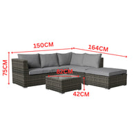Miles 4 Seater Outdoor Wicker Coffee Table Lounge Set Setting Grey