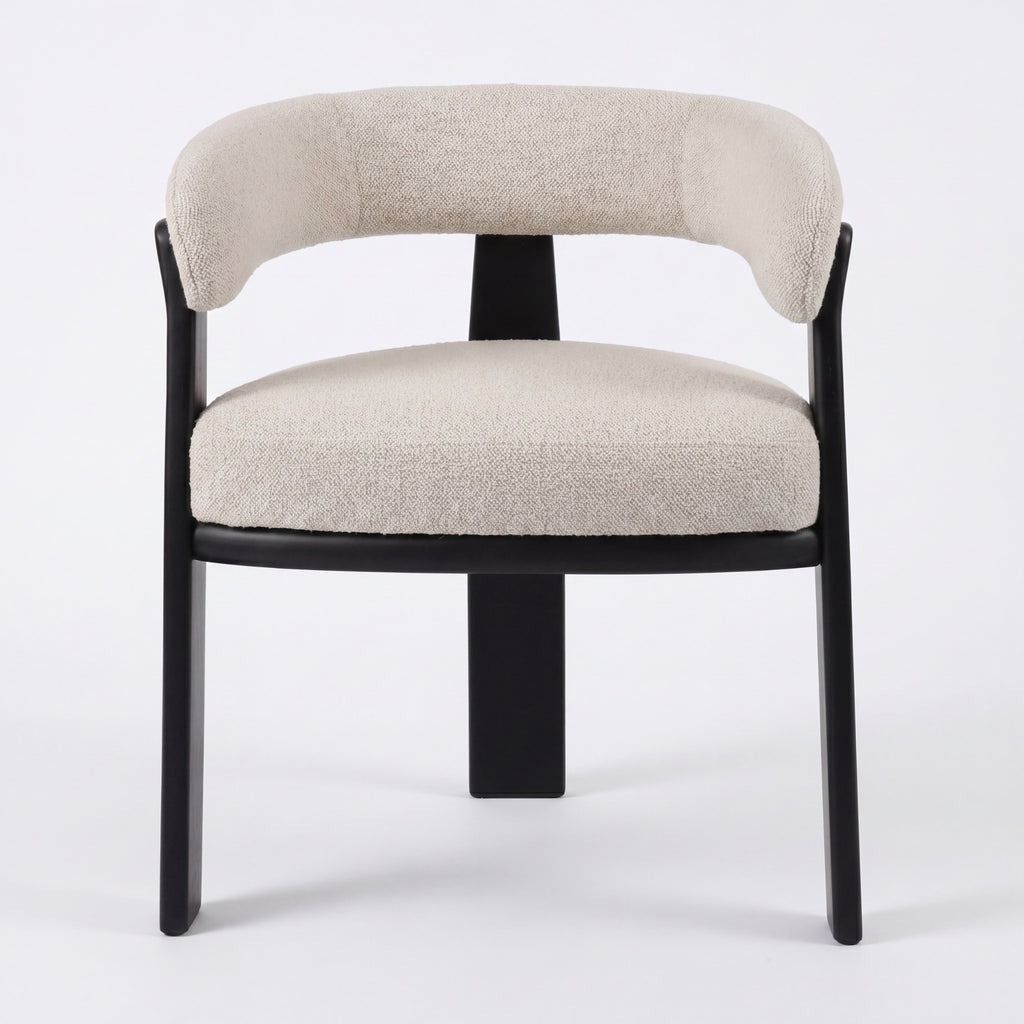 Miles Dining Chair Beige Fabric Seat Frame Black
