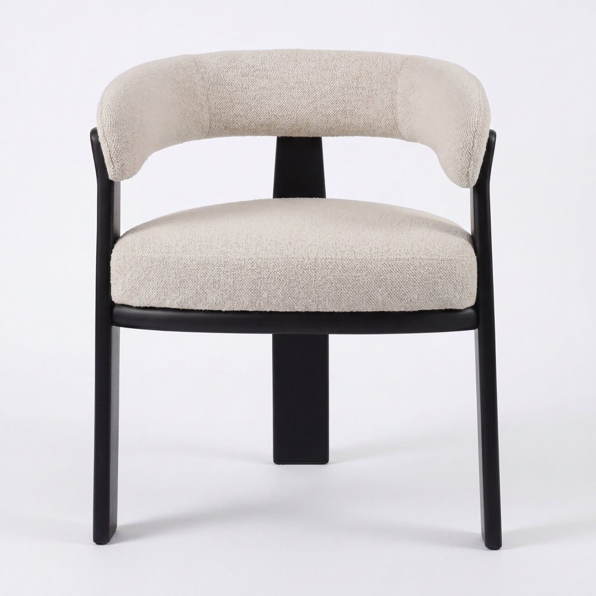Miles Dining Chair Beige Fabric Seat Frame Black