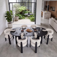 Miles Dining Chair Beige Fabric Seat Frame Black