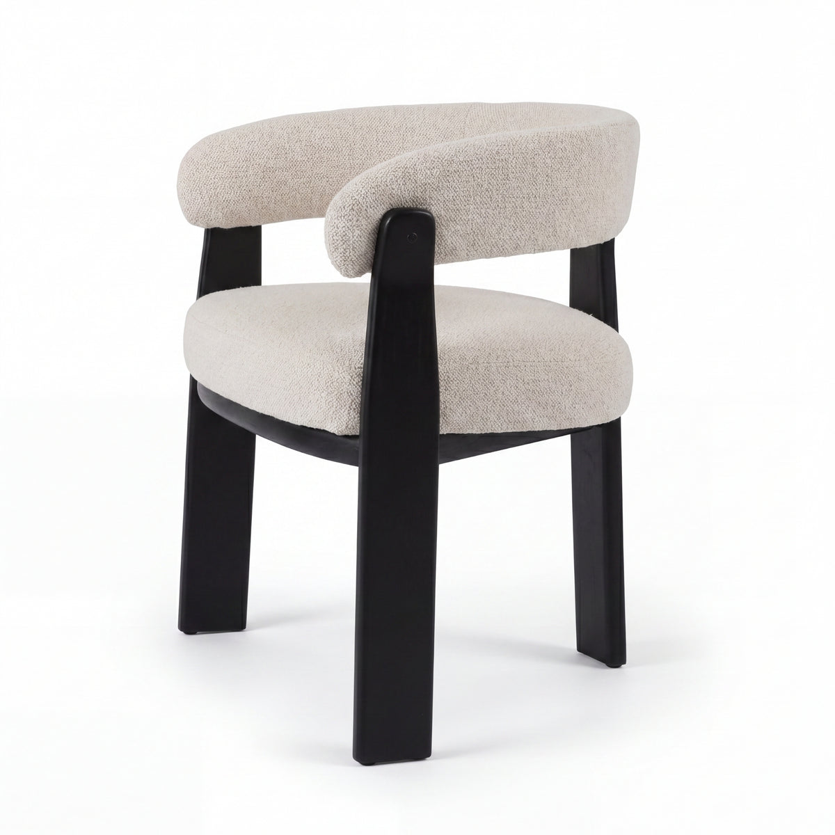 Miles Dining Chair Beige Fabric Seat Frame Black
