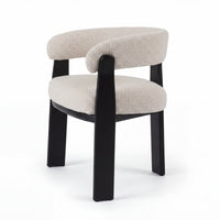 Miles Dining Chair Beige Fabric Seat Frame Black