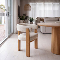 Miles Dining Chair Beige Fabric Seat Frame Natural