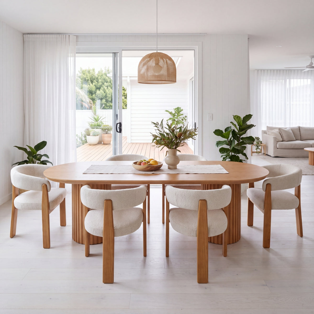 Miles Dining Chair Beige Fabric Seat Frame Natural