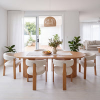 Miles Dining Chair Beige Fabric Seat Frame Natural