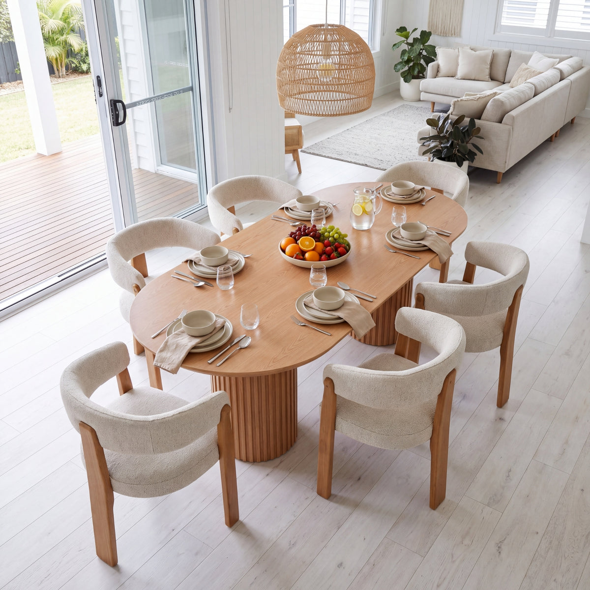 Miles Dining Chair Beige Fabric Seat Frame Natural
