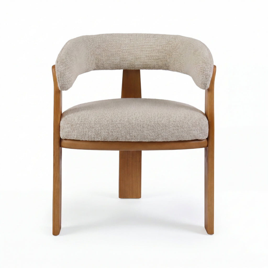 Miles Dining Chair Beige Fabric Seat Frame Natural