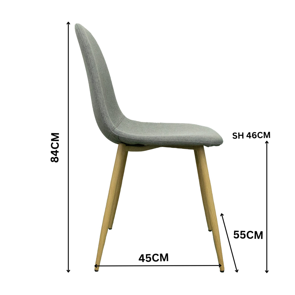 Milford 4pcs Set Dining Chair Premium Fabric Upholstery Light Grey