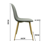 Milford 4pcs Set Dining Chair Premium Fabric Upholstery Light Grey