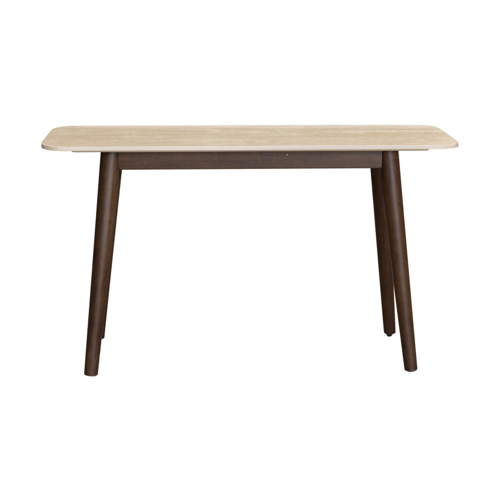 Milo 120cm Console Table Sintered Stone Travertine Top Walnut