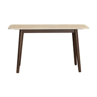 Milo 120cm Console Table Sintered Stone Travertine Top Walnut