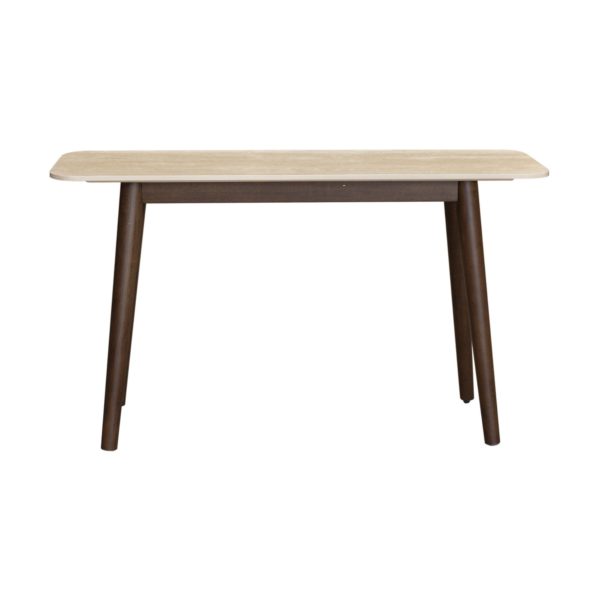 Milo 120cm Console Table Sintered Stone Travertine Top Walnut