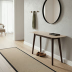 Milo 120cm Console Table Sintered Stone Travertine Top Walnut