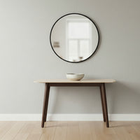 Milo 120cm Console Table Sintered Stone Travertine Top Walnut