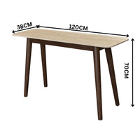 Milo 120cm Console Table Sintered Stone Travertine Top Walnut