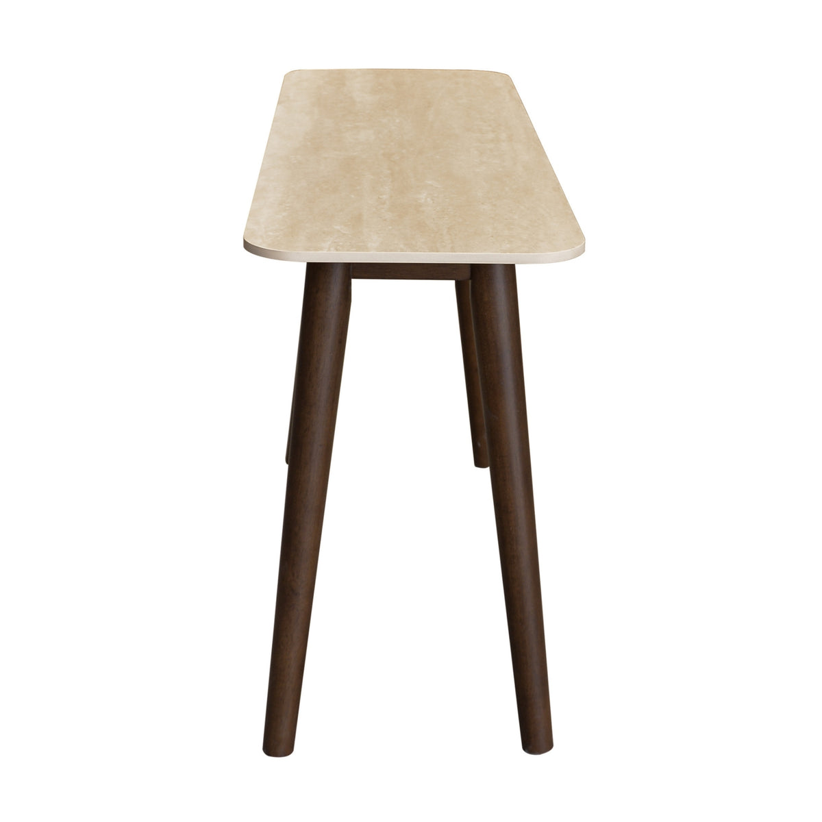 Milo 120cm Console Table Sintered Stone Travertine Top Walnut