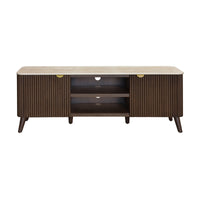 Milo 160cm ETU Entertainment TV Unit Sintered Stone Travertine Top Walnut