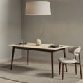 Milo 180cm Dining Table Sintered Stone Travertine Top Walnut