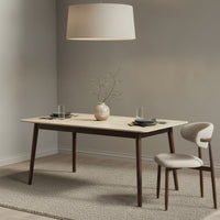 Milo 180cm Dining Table Sintered Stone Travertine Top Walnut