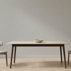 Milo 180cm Dining Table Sintered Stone Travertine Top Walnut