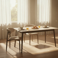 Milo 180cm Dining Table Sintered Stone Travertine Top Walnut