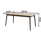 Milo 180cm Dining Table Sintered Stone Travertine Top Walnut