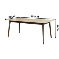 Milo 180cm Dining Table Sintered Stone Travertine Top Walnut