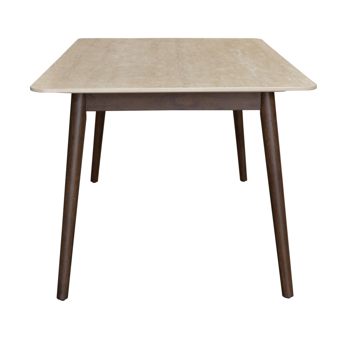 Milo 180cm Dining Table Sintered Stone Travertine Top Walnut