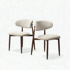 Milo 2pc Set Dining Chair Fabric Seat Beige Walnut