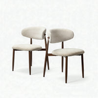 Milo 2pc Set Dining Chair Fabric Seat Beige Walnut