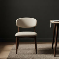 Milo 2pc Set Dining Chair Fabric Seat Beige Walnut
