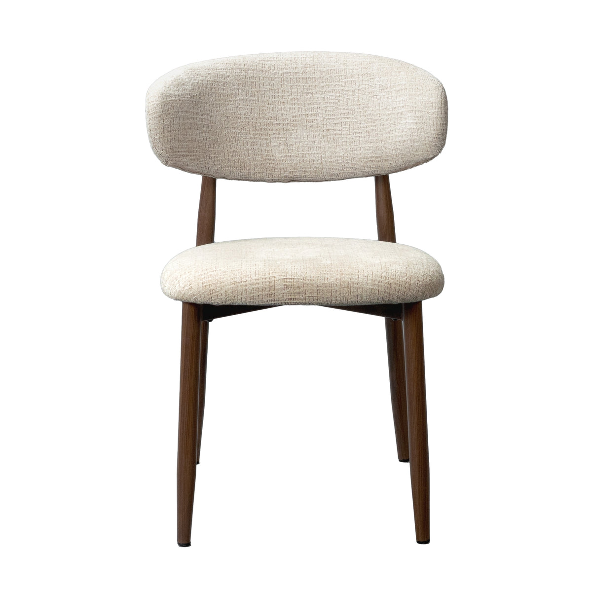 Milo 2pc Set Dining Chair Fabric Seat Beige Walnut