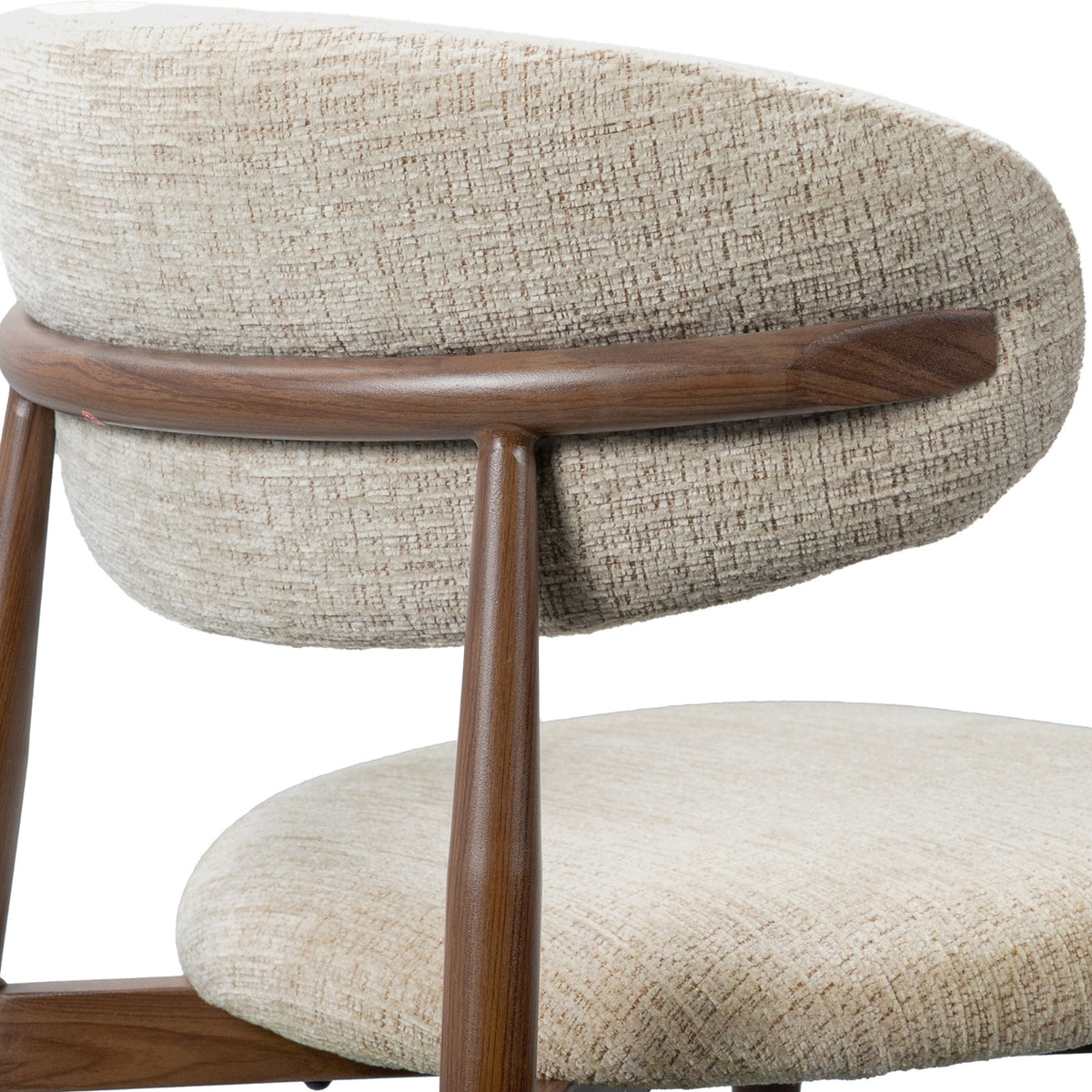 Milo 2pc Set Dining Chair Fabric Seat Beige Walnut