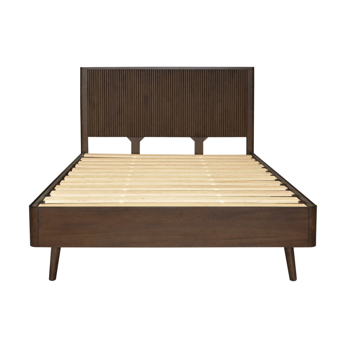 Milo 4pc Bedroom Set King Bed Frame Bedside Dresser Walnut