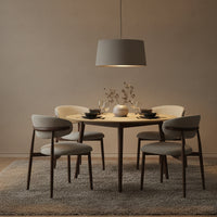 Milo 5pc Dining Set 120cm Round Table Sintered Stone Top Beige Chair Walnut