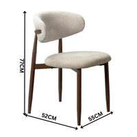 Milo 5pc Dining Set 120cm Round Table Sintered Stone Top Beige Chair Walnut