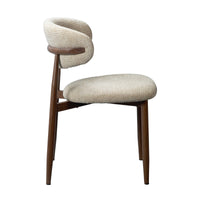 Milo 5pc Dining Set 120cm Round Table Sintered Stone Top Beige Chair Walnut