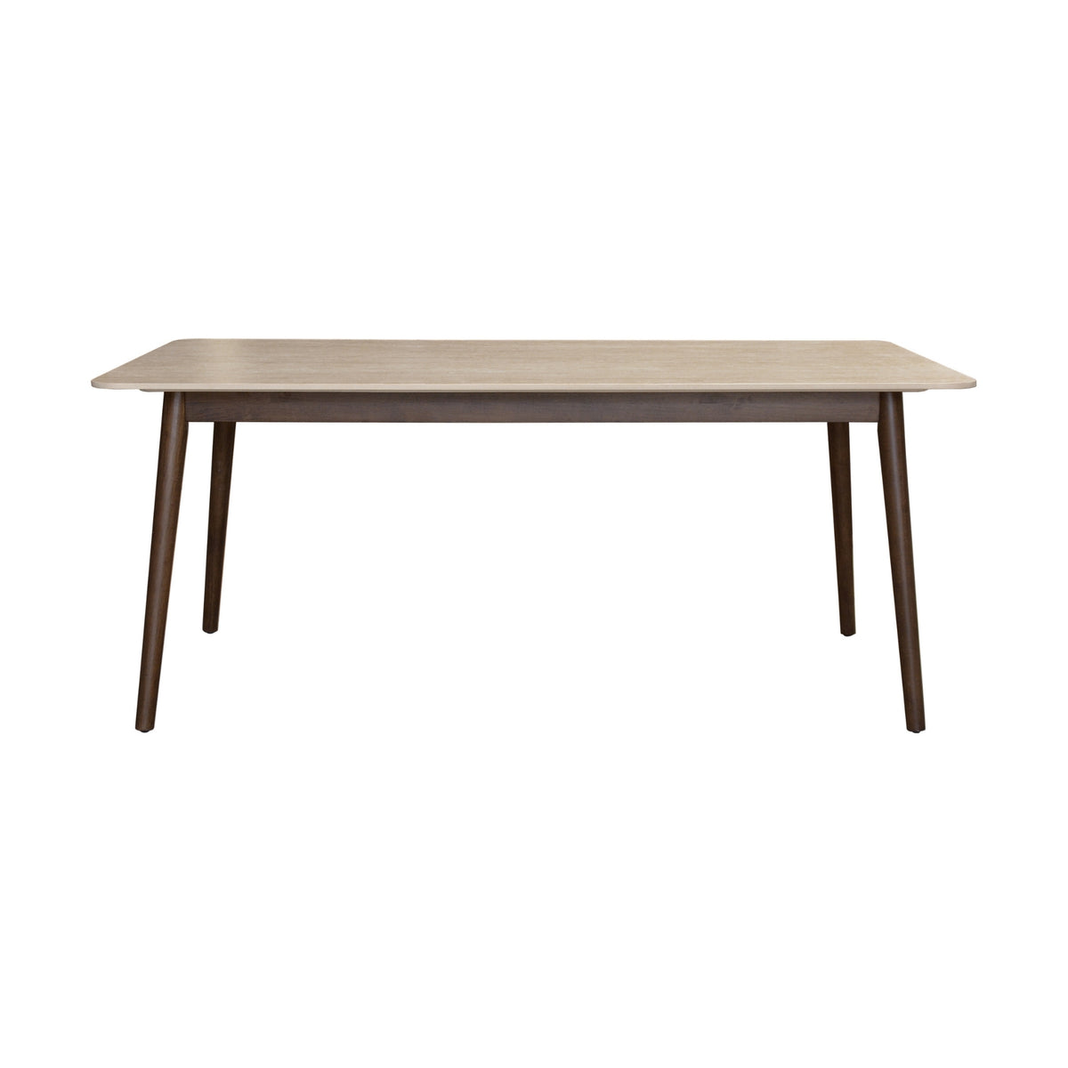 Milo 7pc Dining Set 180cm Table Sintered Stone Top Beige Chair Walnut