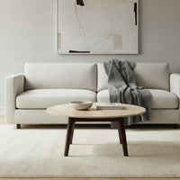 Milo 80cm Round Coffee Table Sintered Stone Travertine Top Walnut