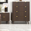 Milo Tallboy 4 Drawer Sintered Stone Travertine Top Walnut