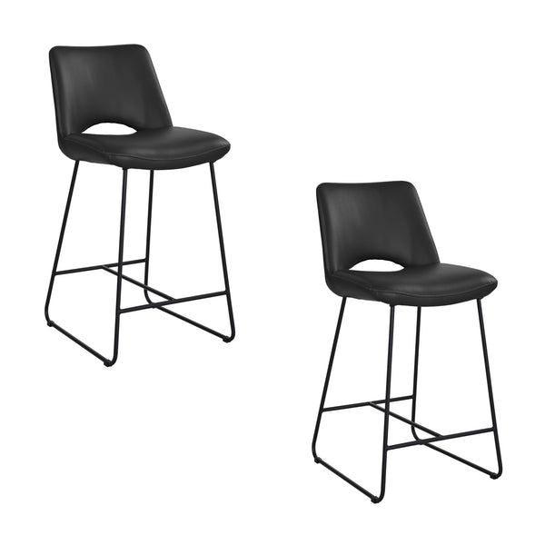 Milos 2pc Set PU Leather Bar Stool Black