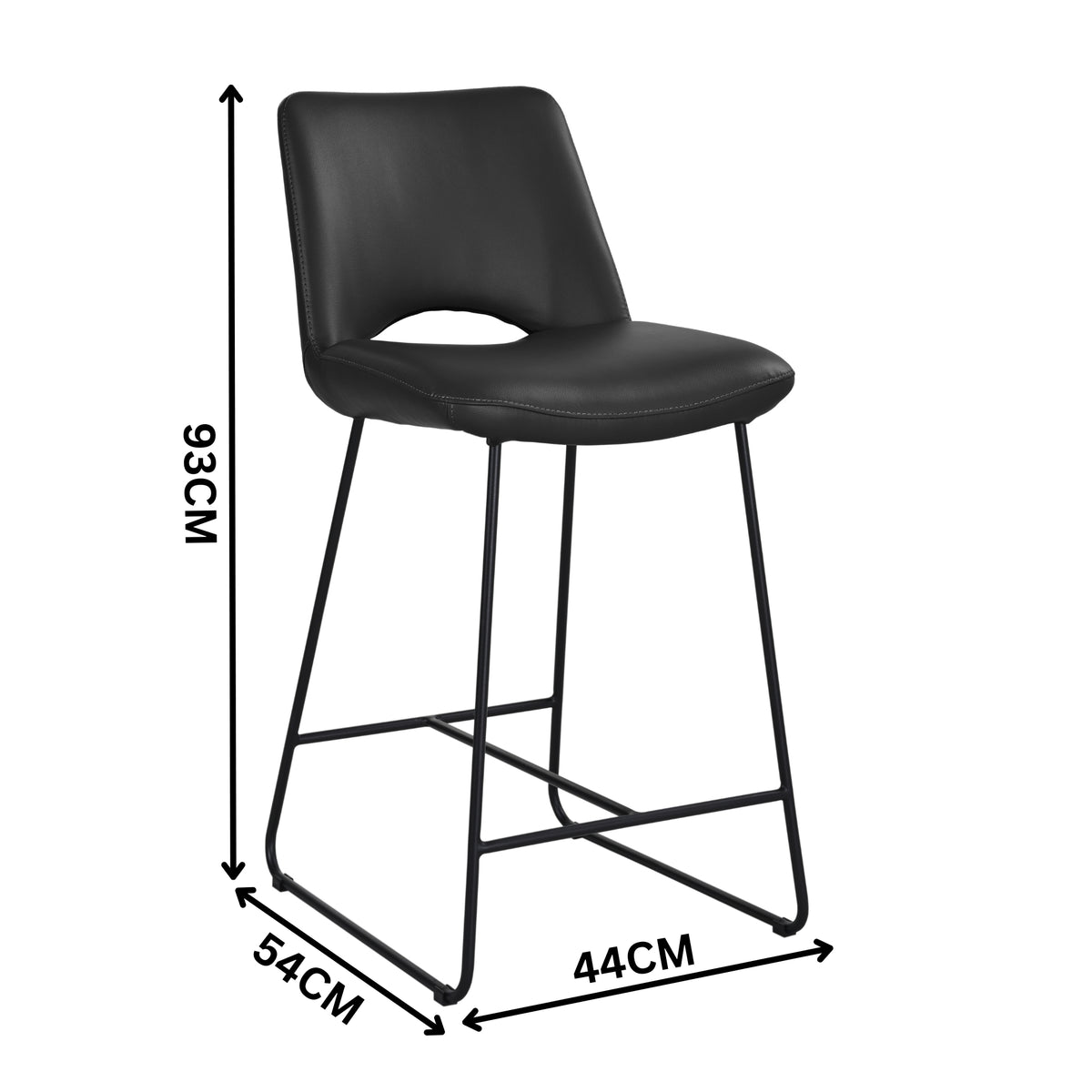 Milos 2pc Set PU Leather Bar Stool Black