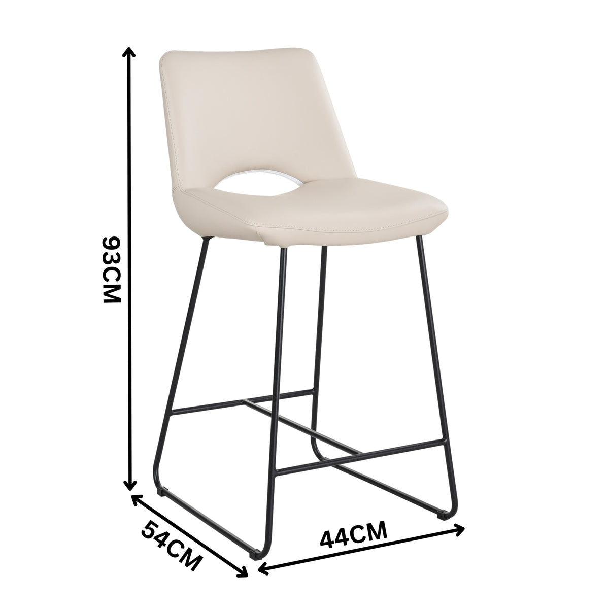 Milos 2pc Set PU Leather Bar Stool Wheat Cream