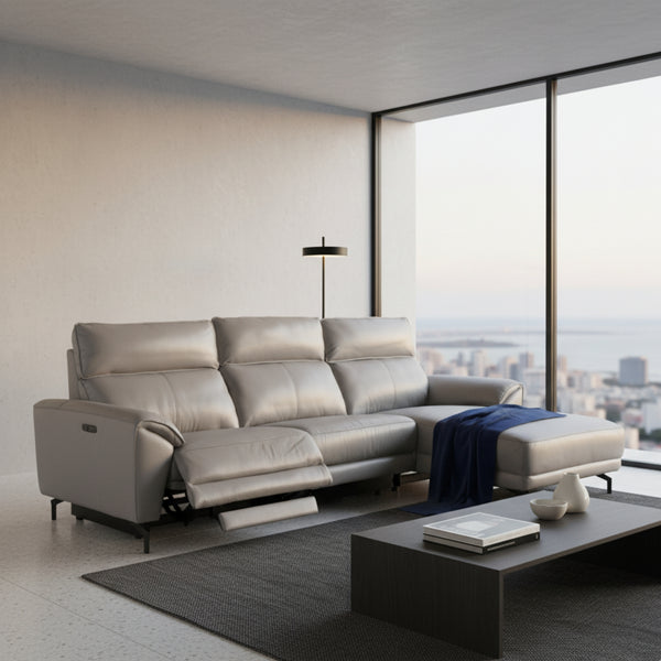 Milson 2 Seater Leather Electric Recliner RHF Chaise