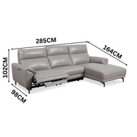 Milson 2 Seater Leather Electric Recliner RHF Chaise