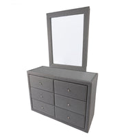 Molly Dresser Mirror 6 Chest of Drawers Bedroom Storage Cabinet - Light Grey