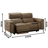 Mondrich 2 Seater Leather Electirc Recliner Sofa Lounge USB Charging Port Brown
