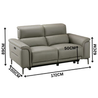 Mondrich 2 Seater Leather Electirc Recliner Sofa Lounge USB Charging Port Grey