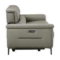 Mondrich 2 Seater Leather Electirc Recliner Sofa Lounge USB Charging Port Grey