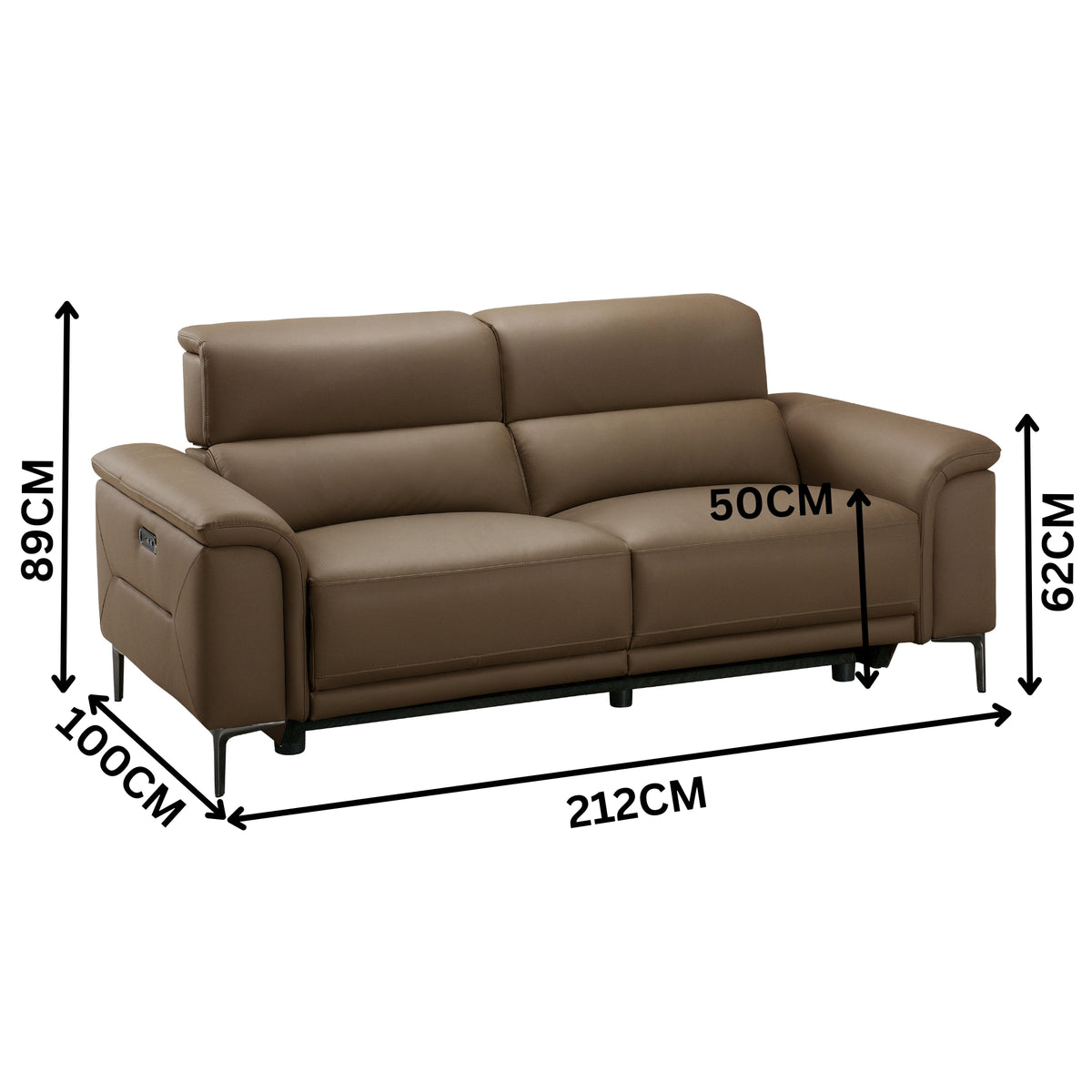 Mondrich 3 Seater Leather Electirc Recliner Sofa Lounge USB Charging Port Brown